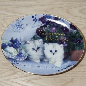 Vintage Franklin Mint True Blue Friends Nancy Matthews Oval Cat Plate #HB2601